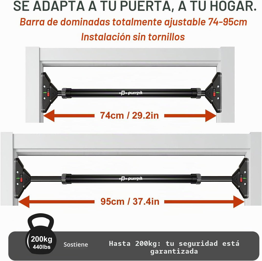 Barra de Tijera para Puerta Ajustable sin Tornillos de 440 lbs