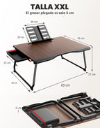 SAIJI - Escritorio para computadora portátil para cama, mesa de cama plegable XXL, 25.6 x 19.3 pulgadas
