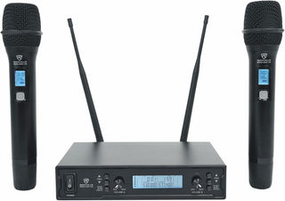 Rockville RWM-200 H2 Sistema de micrófono UHF de mano dual, 200 can...