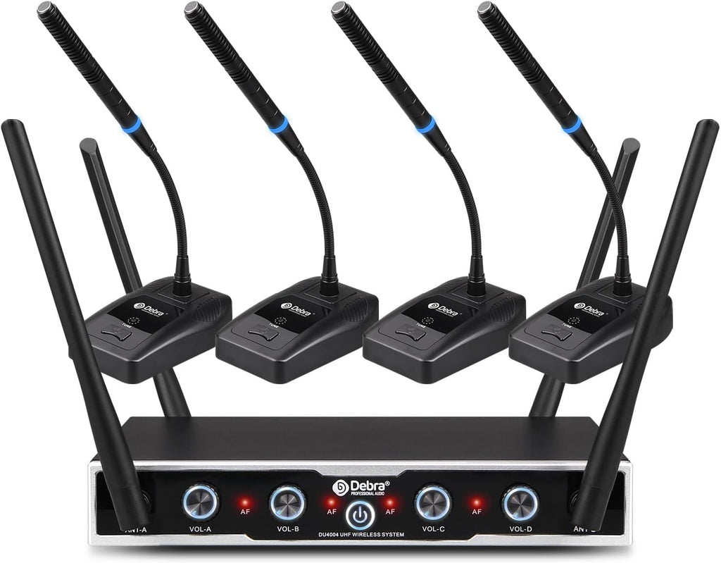 D Debra Sistema de Micrófono Inalámbrico de Audio Pro DU4004 UHF 4 x 16, 2 paquetes de mano 2