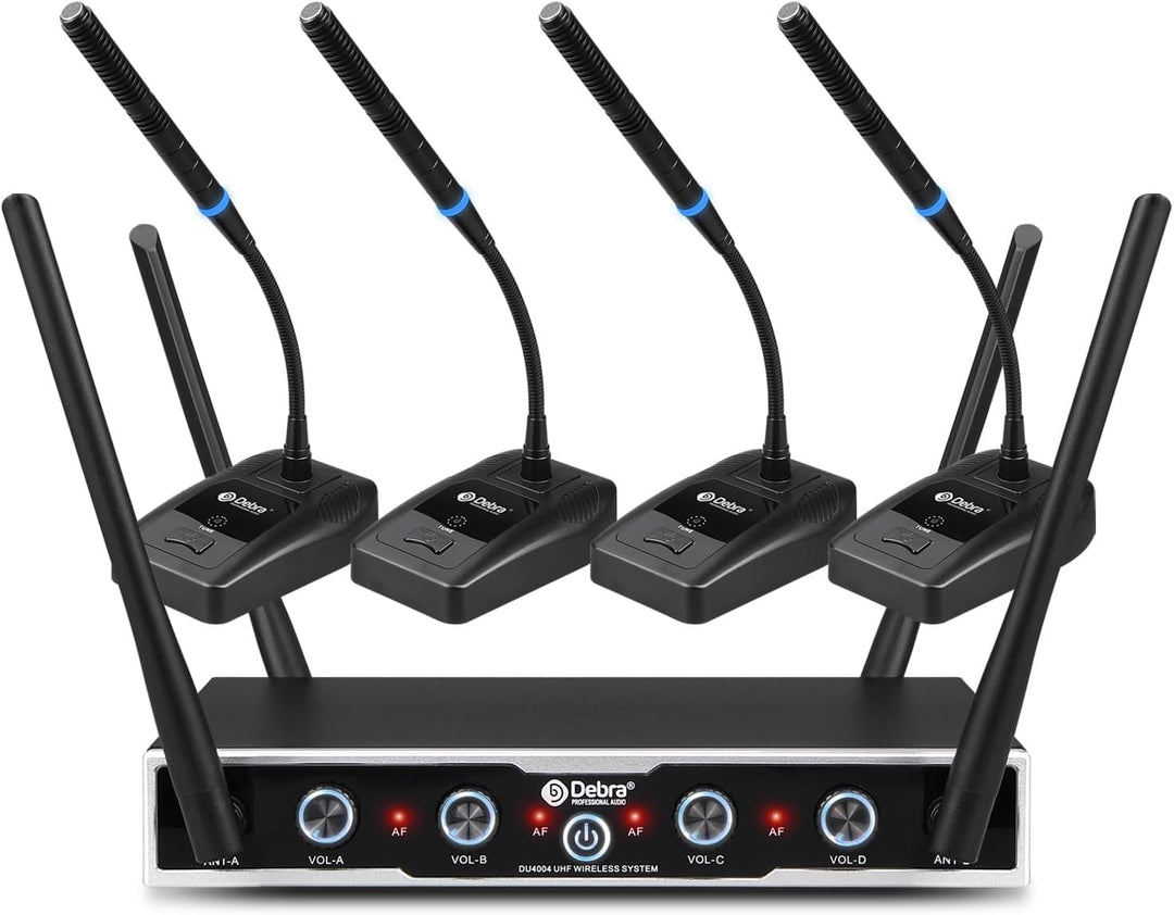 D Debra Sistema de Micrófono Inalámbrico de Audio Pro DU4004 UHF 4...