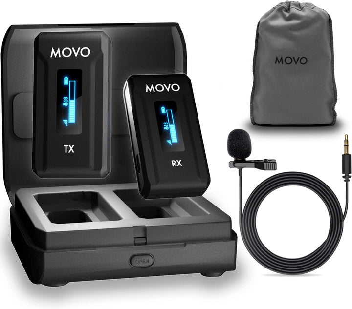 Movo WMX-2-DUO Micrófono de Cámara Inalámbrico de solapa con Estuch...