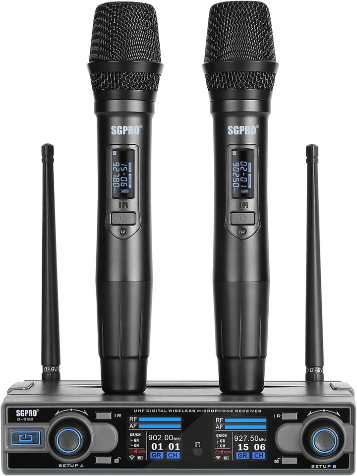 SGPRO D-332BB Sistema de micrófono inalámbrico dual con micrófonos...