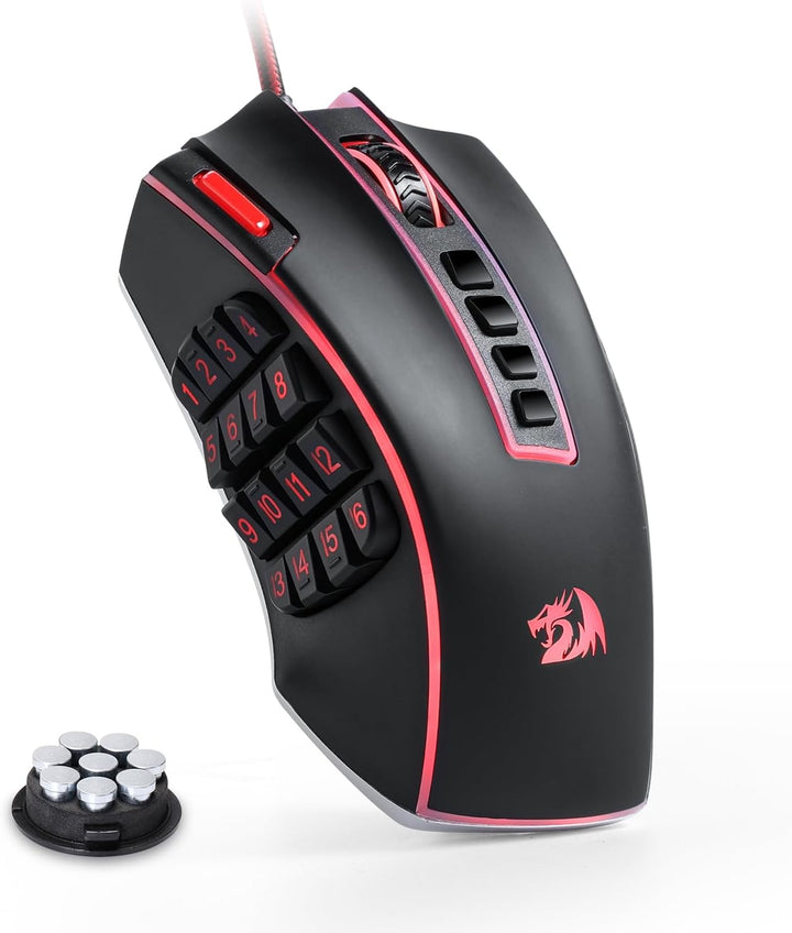 Redragon M990 MMO Ratón Gaming, 32000 DPI de alta precisión con cab...