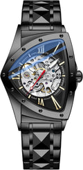 Tiong Triangle Skeleton Reloj Mecánico Automático para Hombre, Correa de Acero Inoxidable Reloj Deportivo para Hombre