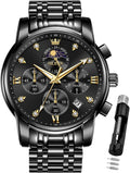 OLEVS Reloj para Hombre Diamante Negocios Vestimenta Analógico Acero Inoxidable a Prueba de Agua Lúmina Fecha Dos Tonos Lujo Casual de Muñeca