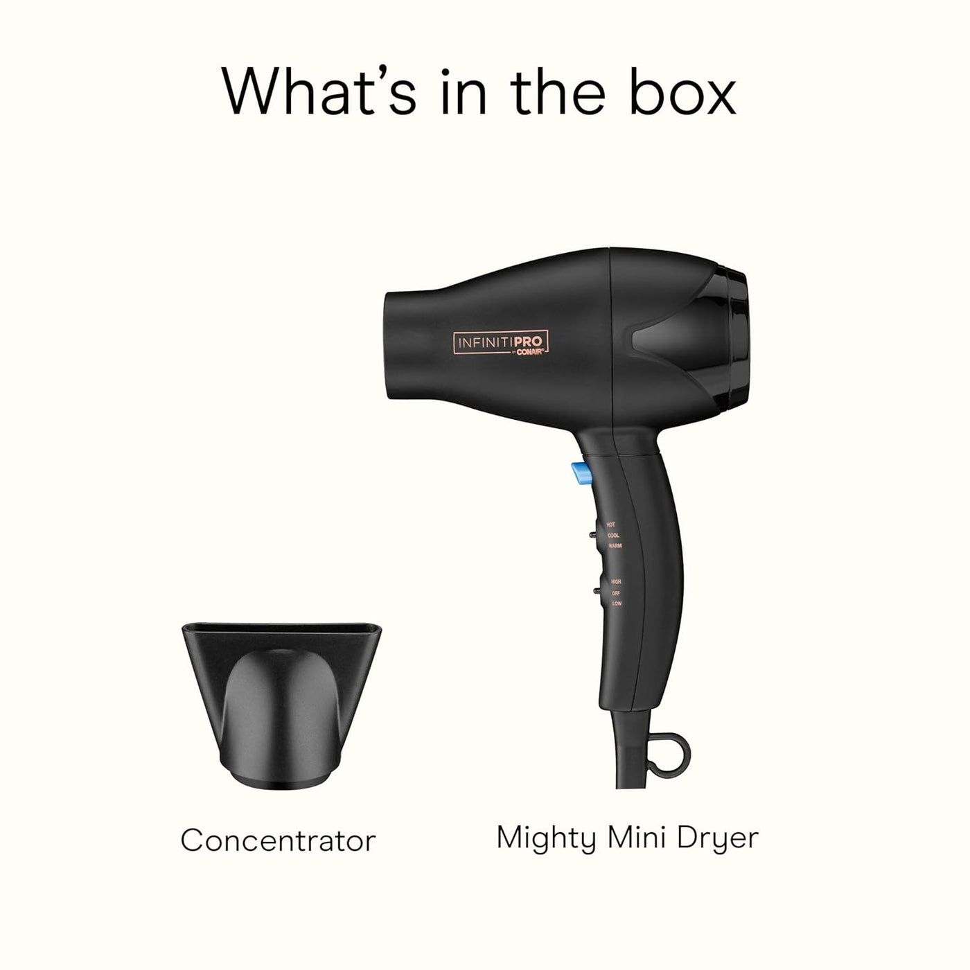 Secadora de pelo compacta Infinitipro de Conair Mighty Mini ligera,...