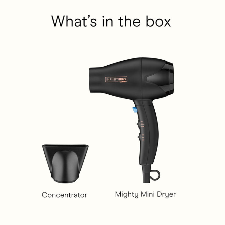 Secadora de pelo compacta Infinitipro de Conair Mighty Mini ligera,...