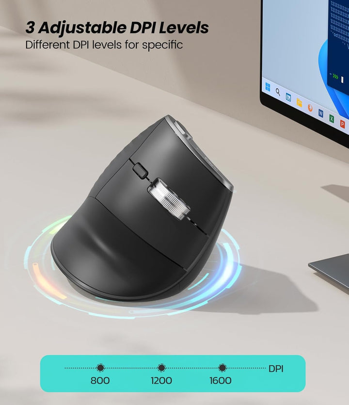 Nulea M510 - Mouse vertical inalámbrico, ergonómico para un seguimi...