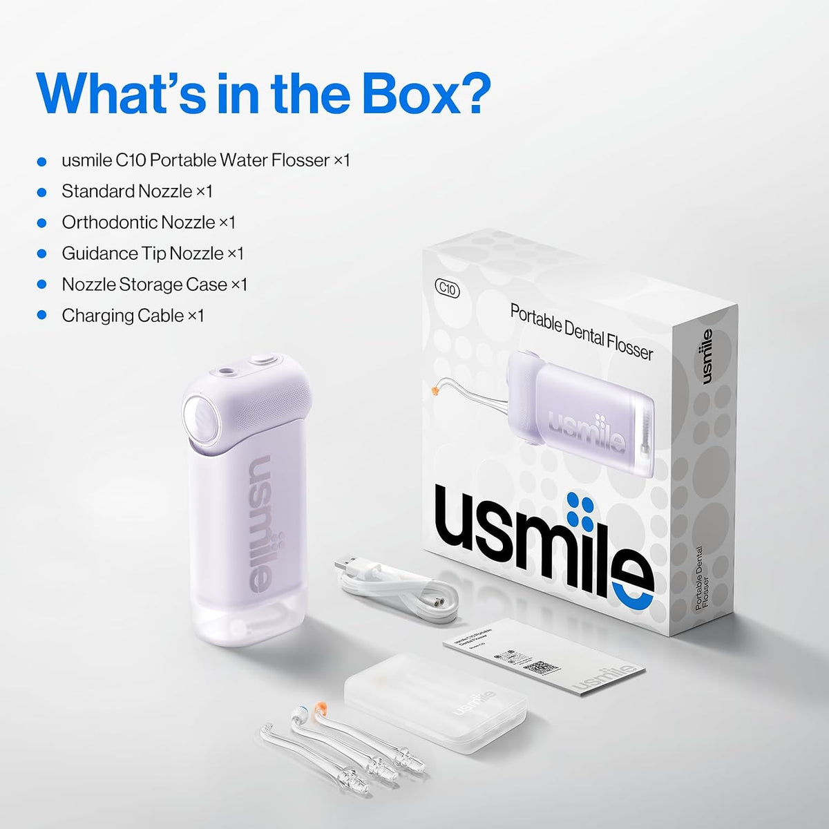 usmile C10 - Irrigador de agua portátil para viajes, batería de 95...
