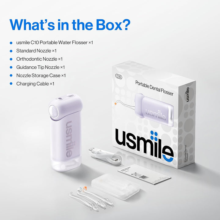 usmile C10 - Irrigador de agua portátil para viajes, batería de 95...