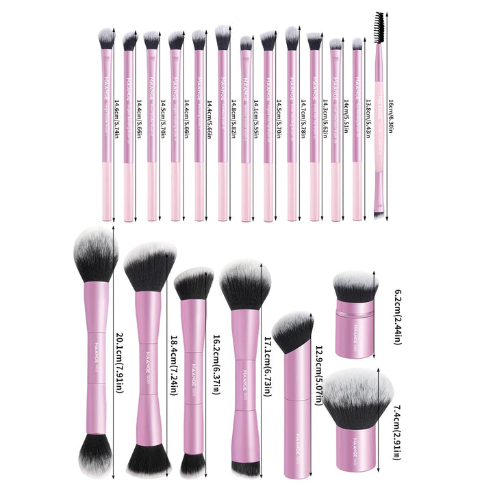 MAANGE Juego de 20 brochas de maquillaje de base, brocha de contorn...