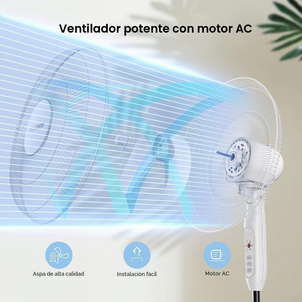 PELONIS Ventilador de pedestal oscilante ajustable de 16" con c...