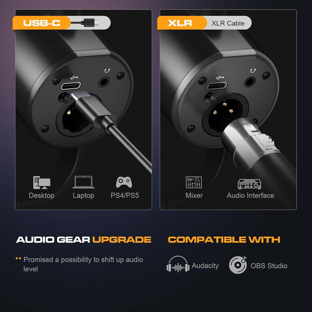 Micrófono dinámico para podcast PUPGSIS, micrófonos XLR\/USB para P...