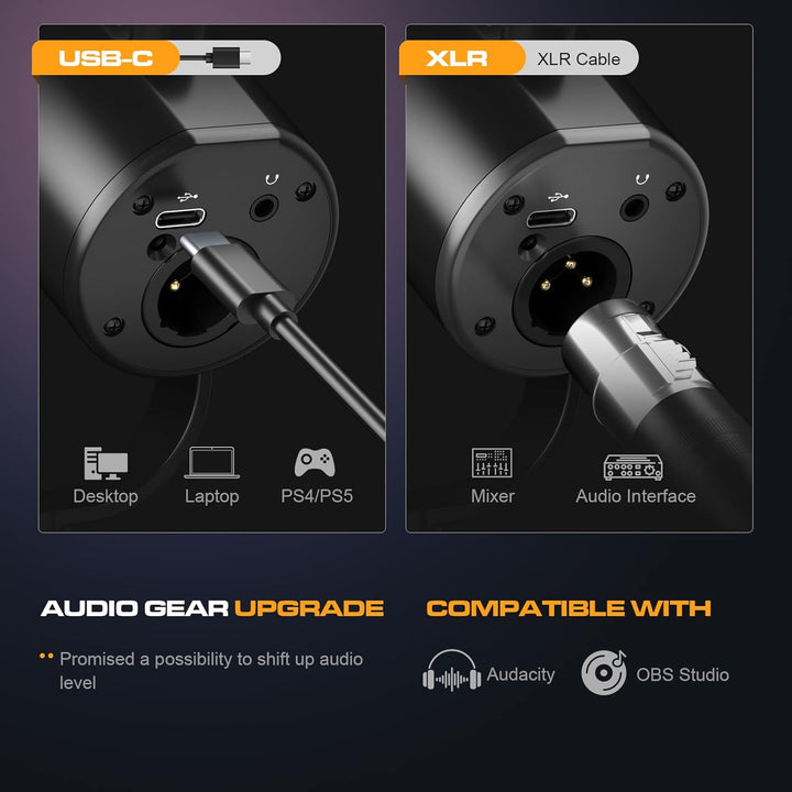 Micrófono dinámico para podcast PUPGSIS, micrófonos XLR\/USB para P...
