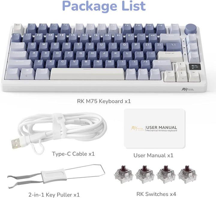RK ROYAL KLUDGE M75 - Teclado mecánico con pantalla inteligente OLE...