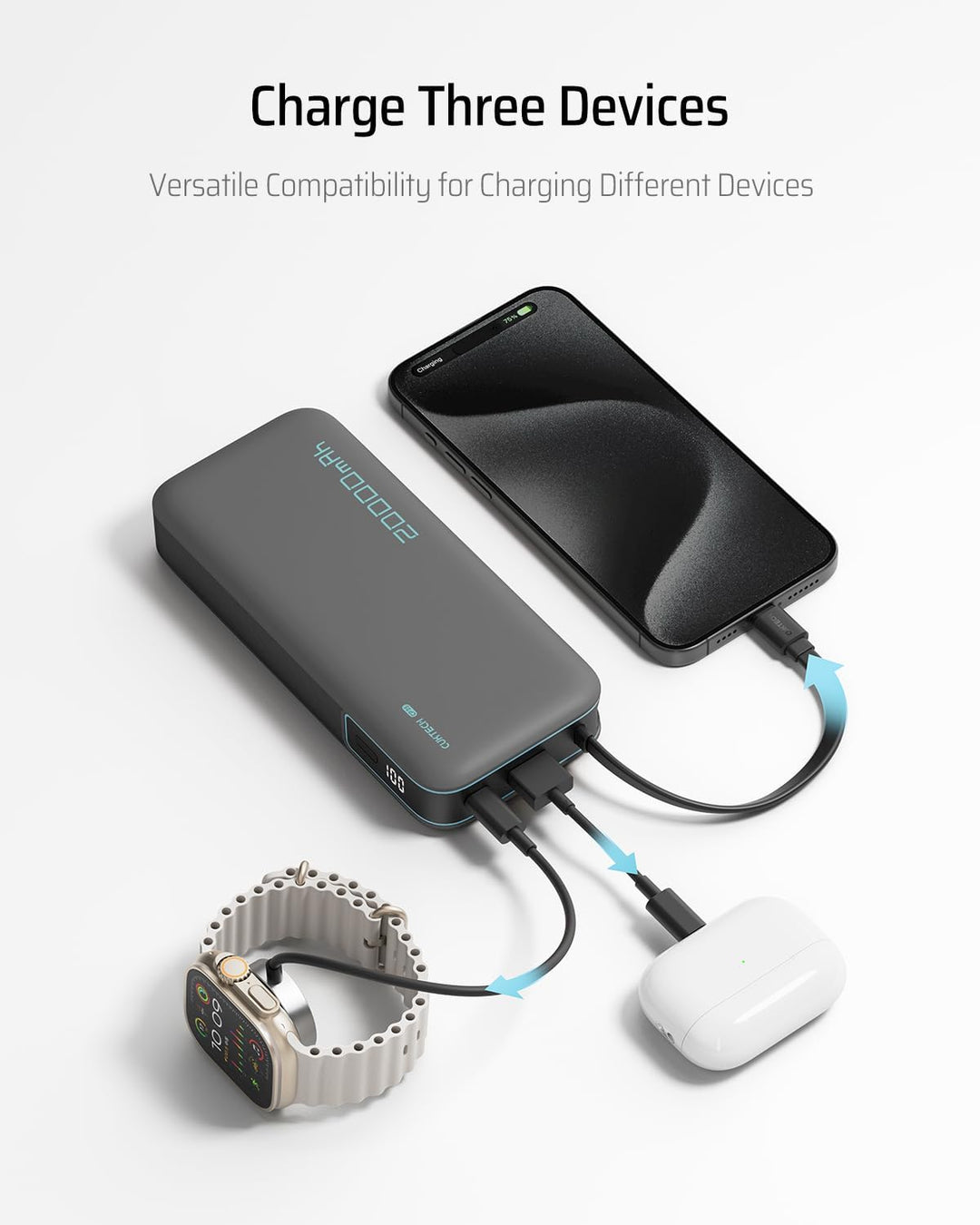 CUKTECH Banco de Energía 20000mAh de 45W, Cargador Portátil de Viaj...