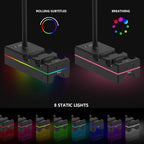 Cargador para PS5 con puerto de carga USB y toma de corriente, estación de carga RGB DualSense para controles de Playstation 5 con soporte para audífonos, accesorios PS5
