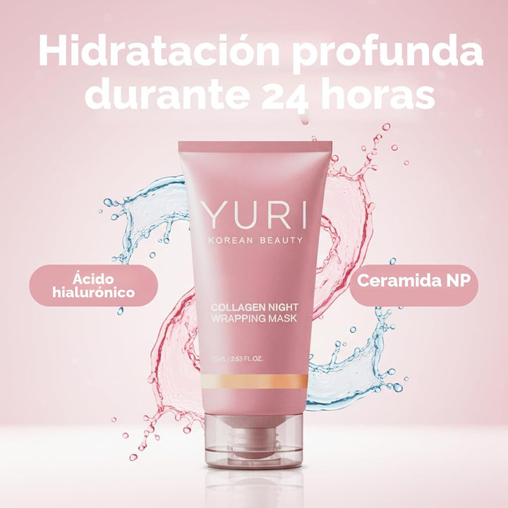 YURI BEAUTY Mascarilla de colágeno para envoltura nocturna, mascari...
