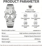Relojes de negocios de cuarzo de acero inoxidable de cara grande de