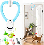 Juguetes interactivos para gatos de interior: varita de plumas de ave voladora automática, ejercicio de persecución, enriquecimiento, estimulación, colgante duradero seguro recargable por USB para