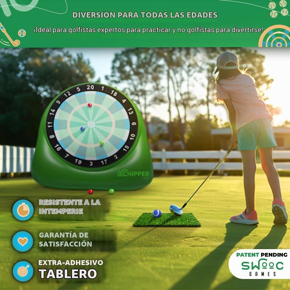 Swooc Games® - Bull Chipper™ | Dardos de golf gigantes (más de 6 pies de alto) con más de 10 juegos de golf | Juego de patio trasero con bomba de aire | Juego de patio para adultos | Diversión gigante