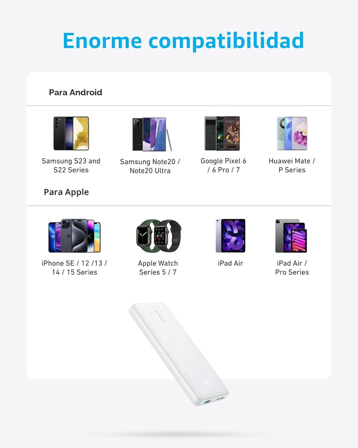 Anker Power Bank (PowerCore 10K), paquete de batería compacto de 10...