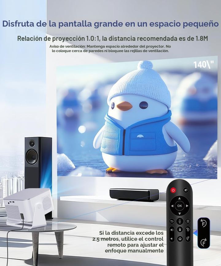 Proyector Mini Android 14 con Soporte 4K 8K, Proyector Inteligente...