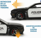 Coches de policía para niños de 3 a 5 años, 1/24 coches fundidos a presión Hellcat coche de juguete colección modelo con tracción hacia atrás, coche de policía Hellcat de juguete con luces y