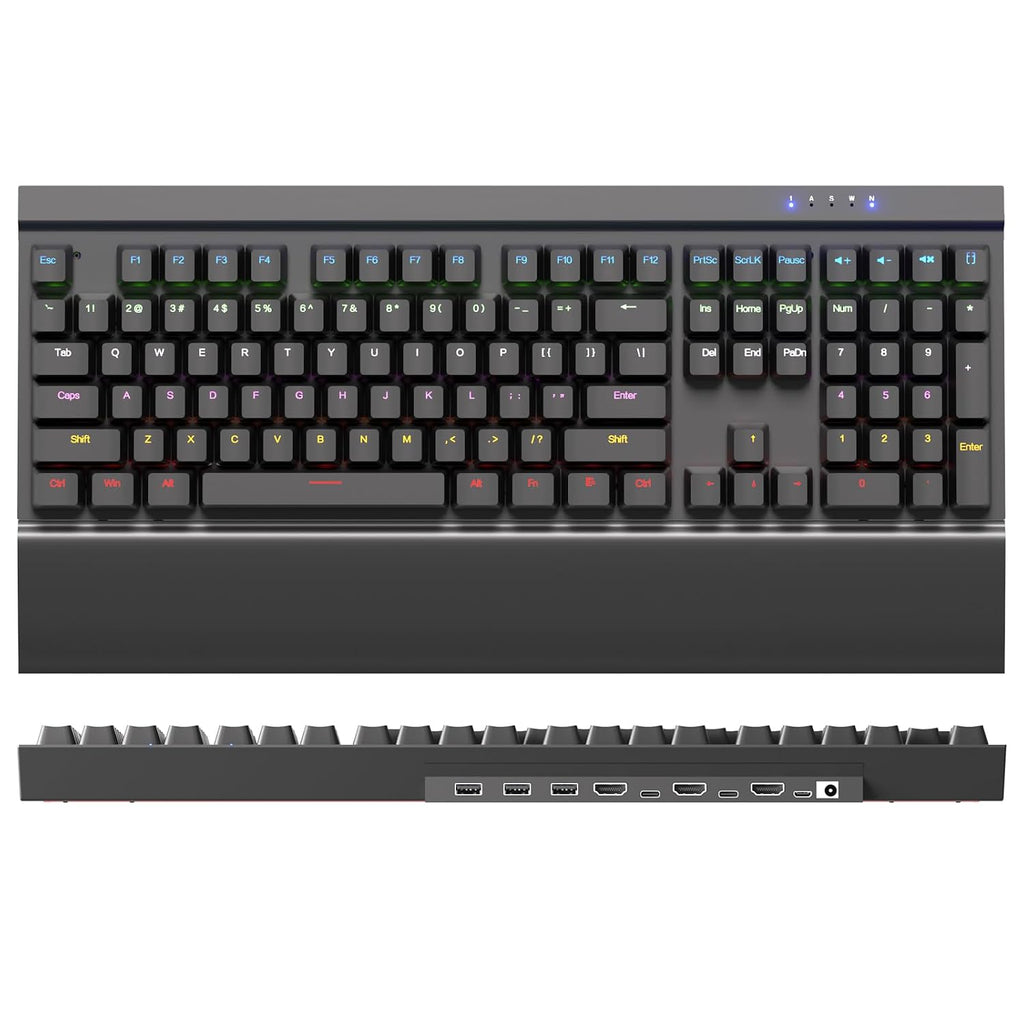 Interruptor KVM para teclado mecánico, Reyoten 2 computadoras 1 monitor, HDMI 2.1 8K @60Hz, RGB, N-Key