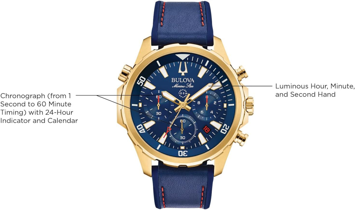 Reloj cronógrafo de cuarzo Bulova para hombre Marine Star Series B en acero inoxidable, 6 manecillas