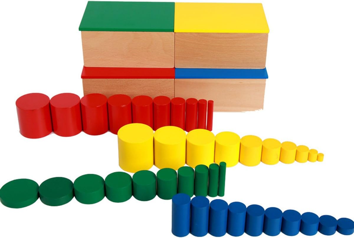 YHZAN Montessori - Cilindros de madera para niños, juguete de madera para niños pequeños, herramientas de desarrollo temprano para niños pequeños, bloques de madera