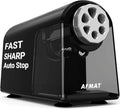 AFMAT Sacapuntas eléctrico para aula, 6 agujeros, sacapuntas de alta resistencia para el hogar, sacapuntas enchufable para lápices de 0.236 a 0.394 pulgadas, parada automática, súper rápido, ahorra lápices, PSX2