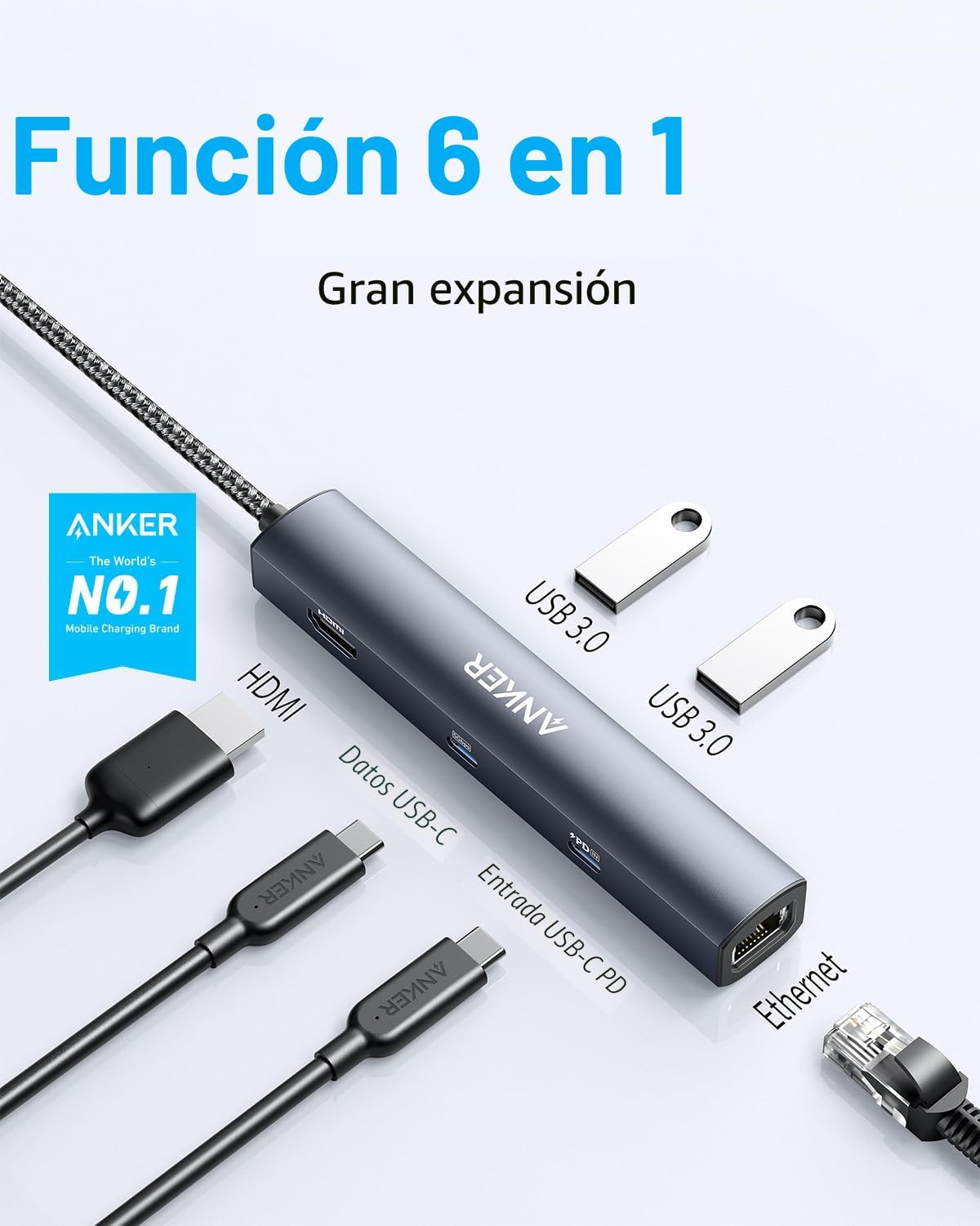 Anker, A8365, hub USB de 3 puertos