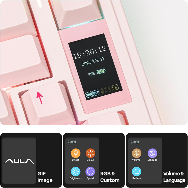 EPOMAKER X Aula EA75 MAX Teclado inalámbrico para juegos con pantal...