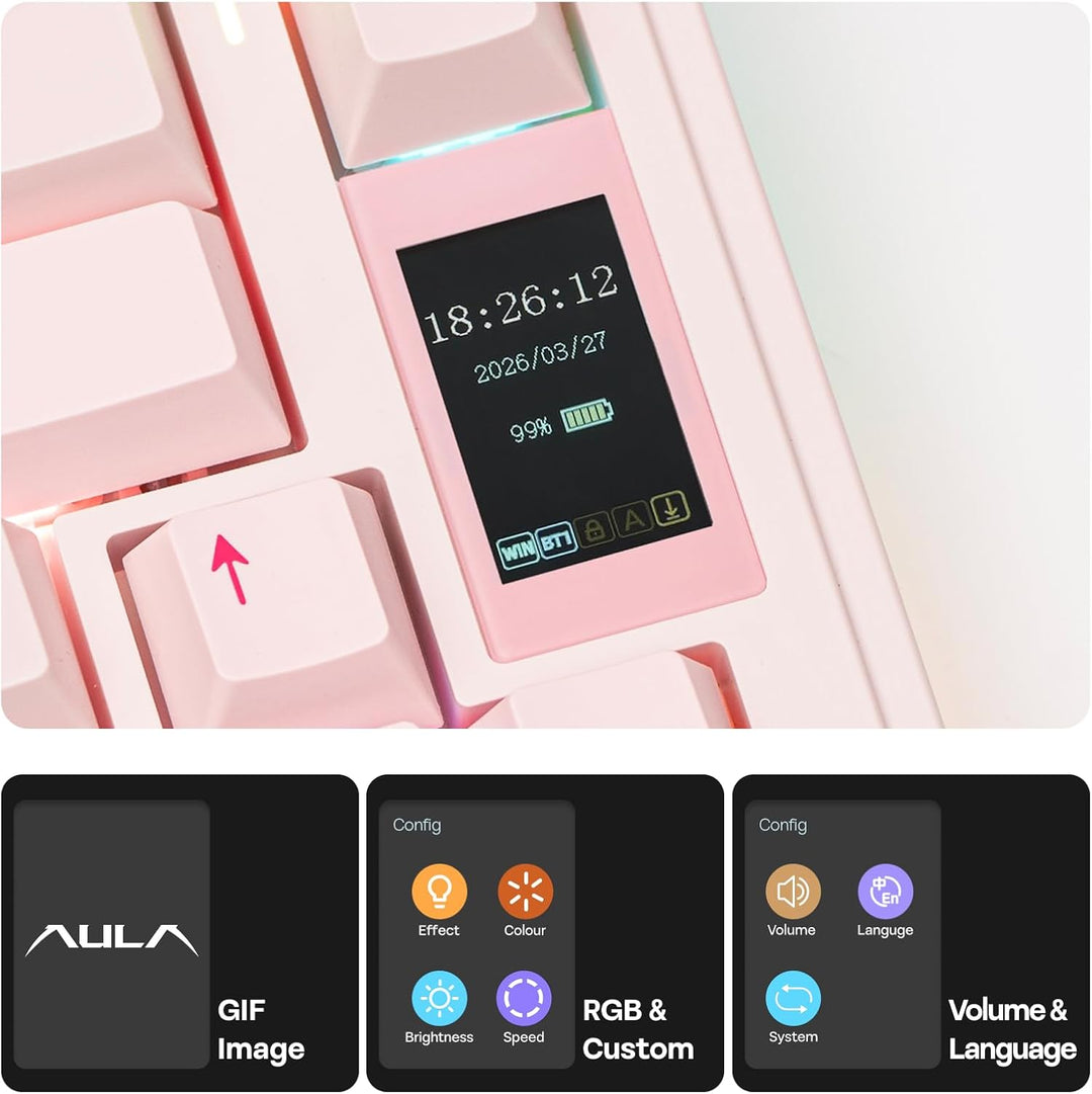 EPOMAKER X Aula EA75 MAX Teclado inalámbrico para juegos con pantal...
