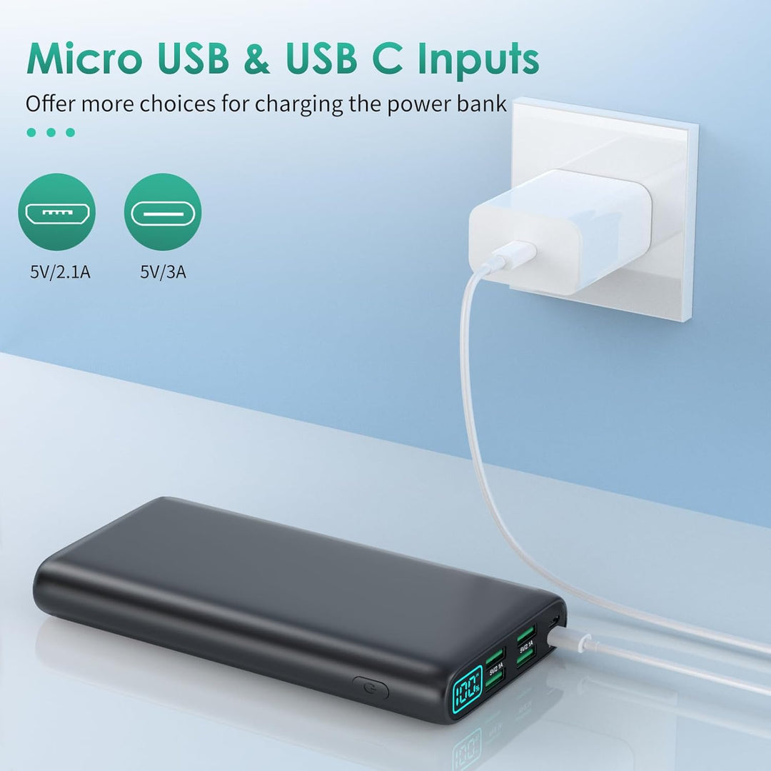 Cargador portátil de 38800 mAh con 5 salidas y 2 entradas, PD USB C...