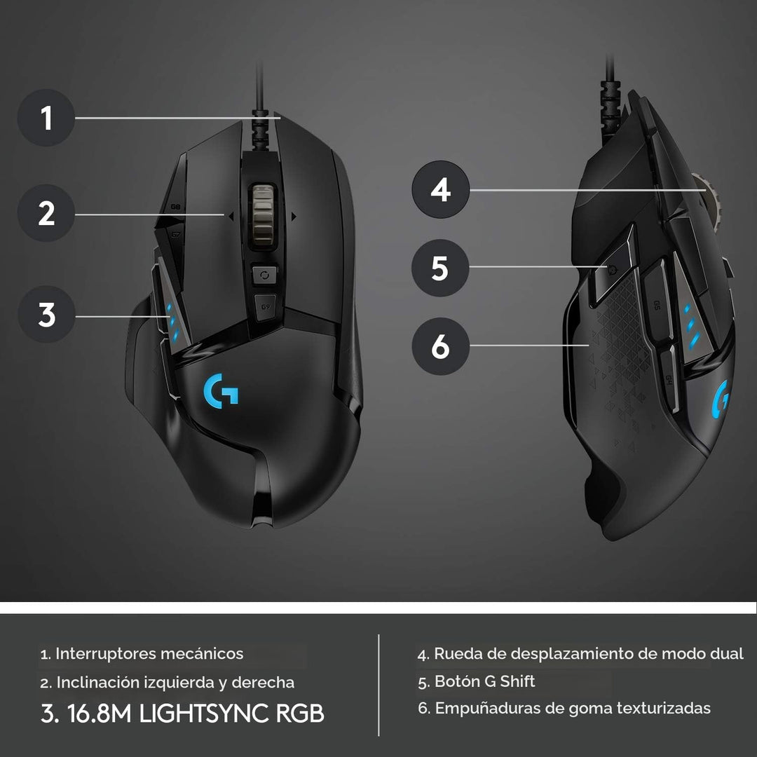 Logitech G 502 HERO Ratón para juegos con cable de alto rendimiento...