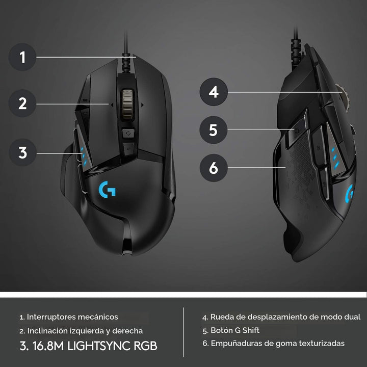 Logitech G 502 HERO Ratón para juegos con cable de alto rendimiento...