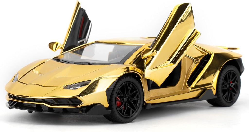 TGRCM-CZ 1/24 Lamborghini 770 Model Car, coche de juguete con sonido y luz con función de retroceso, modelo de aleación coleccionable, regalo para niños dorado