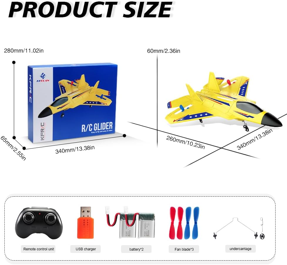 Avión RC Amarillo para Niños Actualización F-22 Raptor Fighter Avió...