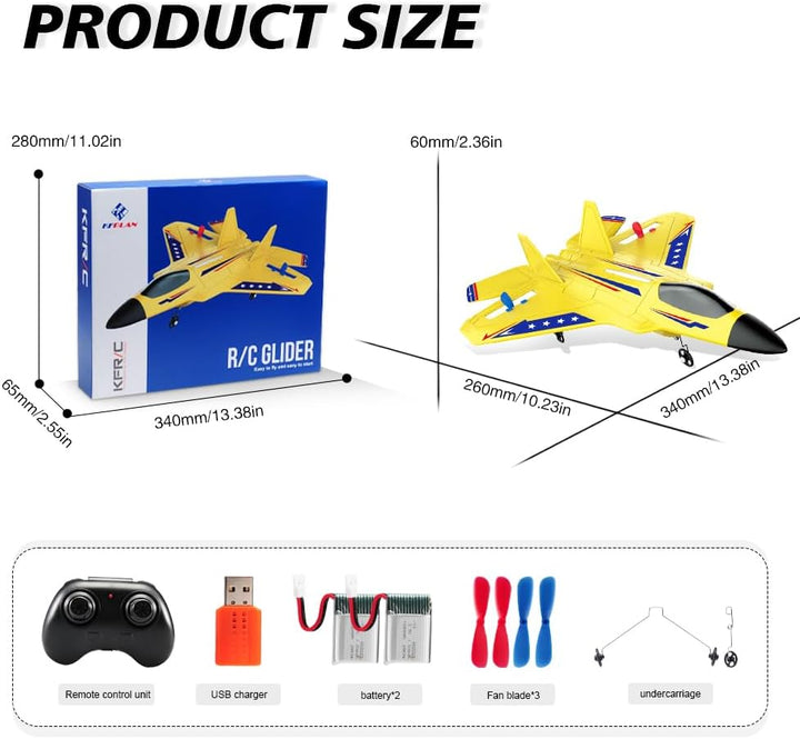 Avión RC Amarillo para Niños Actualización F-22 Raptor Fighter Avió...