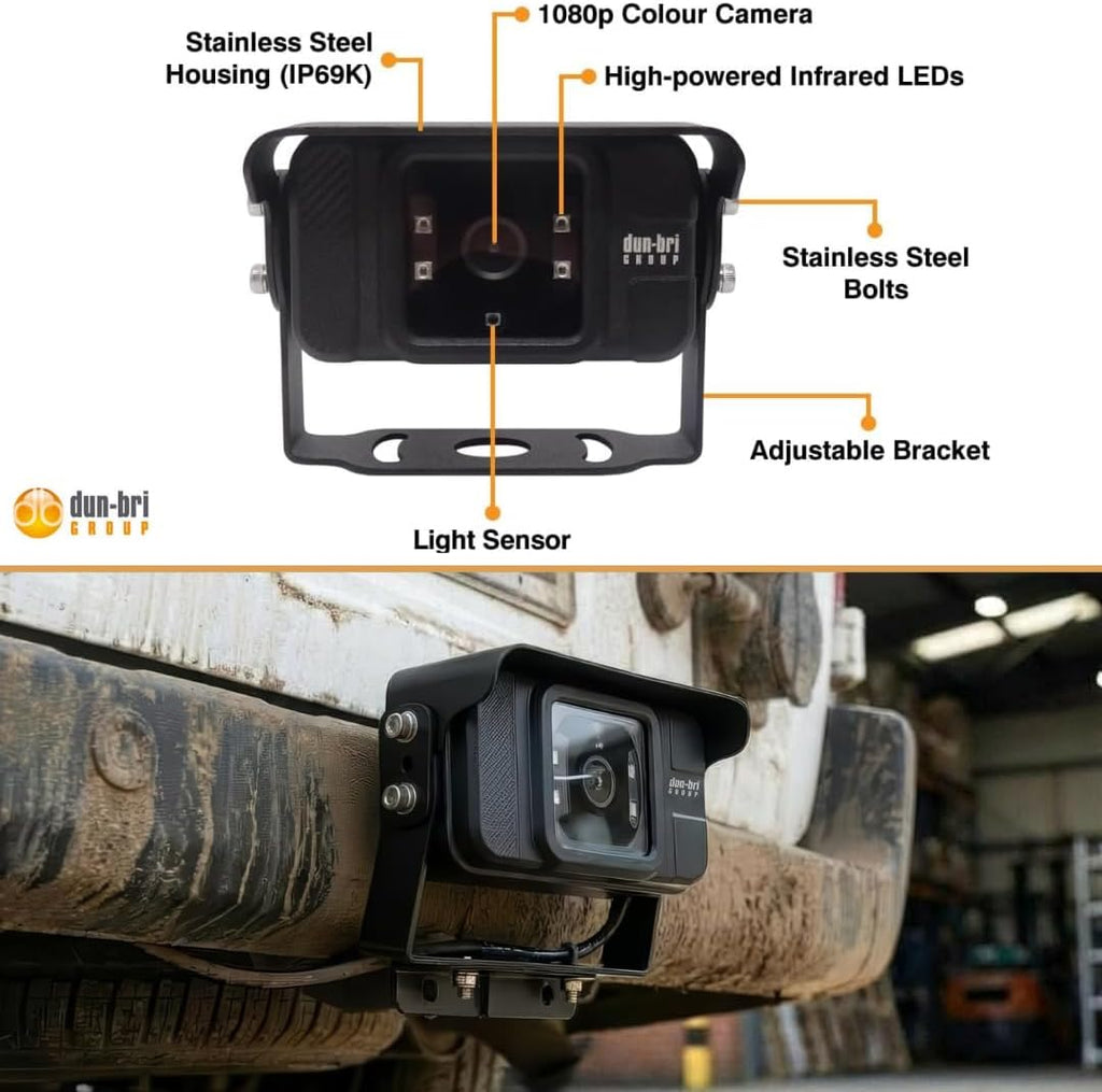 Sistema de cámara de respaldo profesional 1080P de 7 pulgadas para camiones comerciales, vehículos recreativos, equipos pesados, monitor AHD diseñado en Alemania, visión nocturna, impermeable IP69K, cámara de marcha atrás resistente con certificación ECE