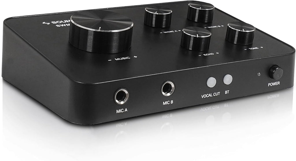 Sound Town Sistema mezclador de karaoke con micrófono inalámbrico de 16 canales, compatible con HD ARC, óptico (Toslink), Smart TV, caja de medios, PC, Bluetooth, barra de sonido, receptor, AUX (SWM15