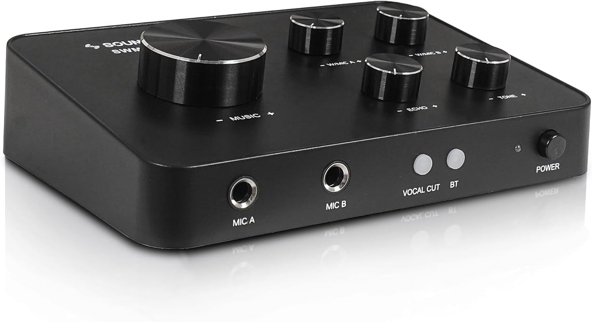 Sound Town Sistema mezclador de karaoke con micrófono inalámbrico de 16 canales, compatible con HD ARC, óptico (Toslink), Smart TV, caja de medios, PC, Bluetooth, barra de sonido, receptor, AUX (SWM15