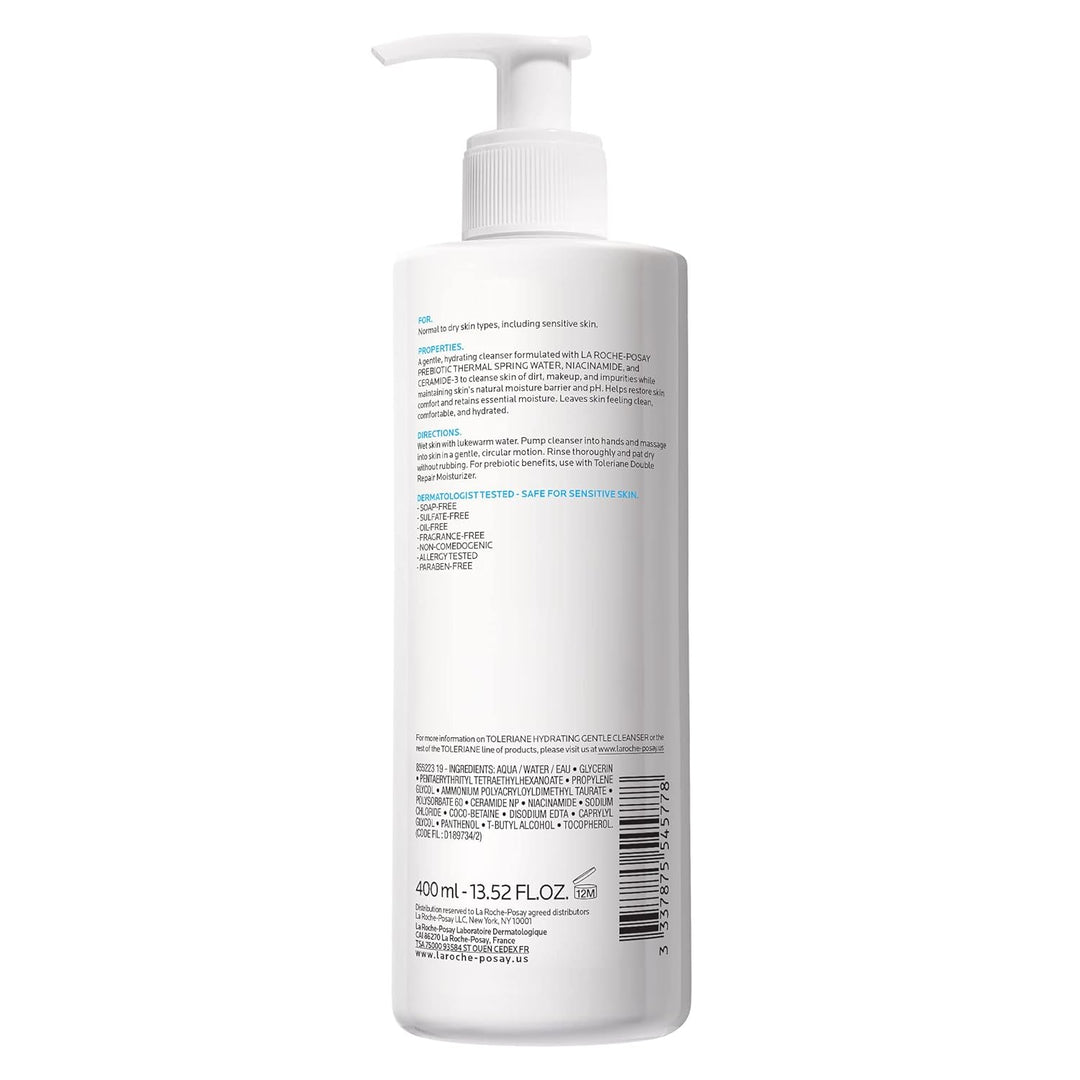 La Roche-Posay Toleriane - Limpiador facial suave e hidratante, lim...