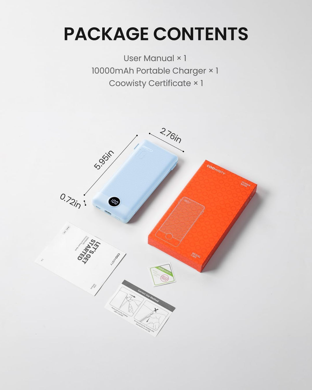 Coowisty Cargador portátil con enchufe de pared, banco de energía U...