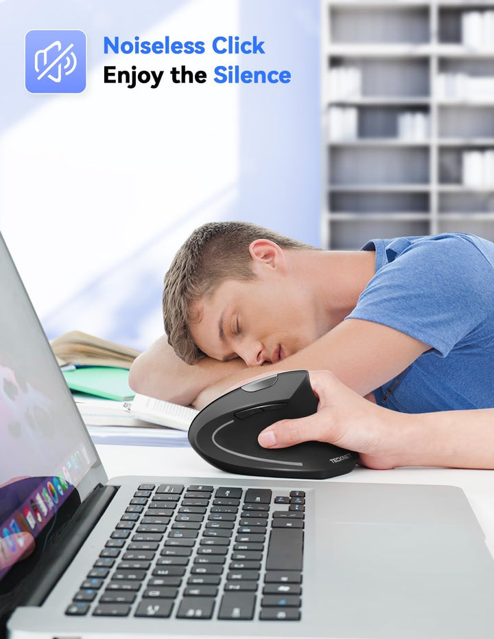 TECKNET Ratón Vertical Inalámbrico Ergonómico 2.4G - Ratón Óptico p...