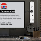 WBM SMART Regleta de alimentación de 5.9 pies 10 A - Enchufe de cable de extensión, paquete de 2 con 2 puertos USB y 1 enchufe tipo C, extensor de salida múltiple para el hogar, la oficina y el