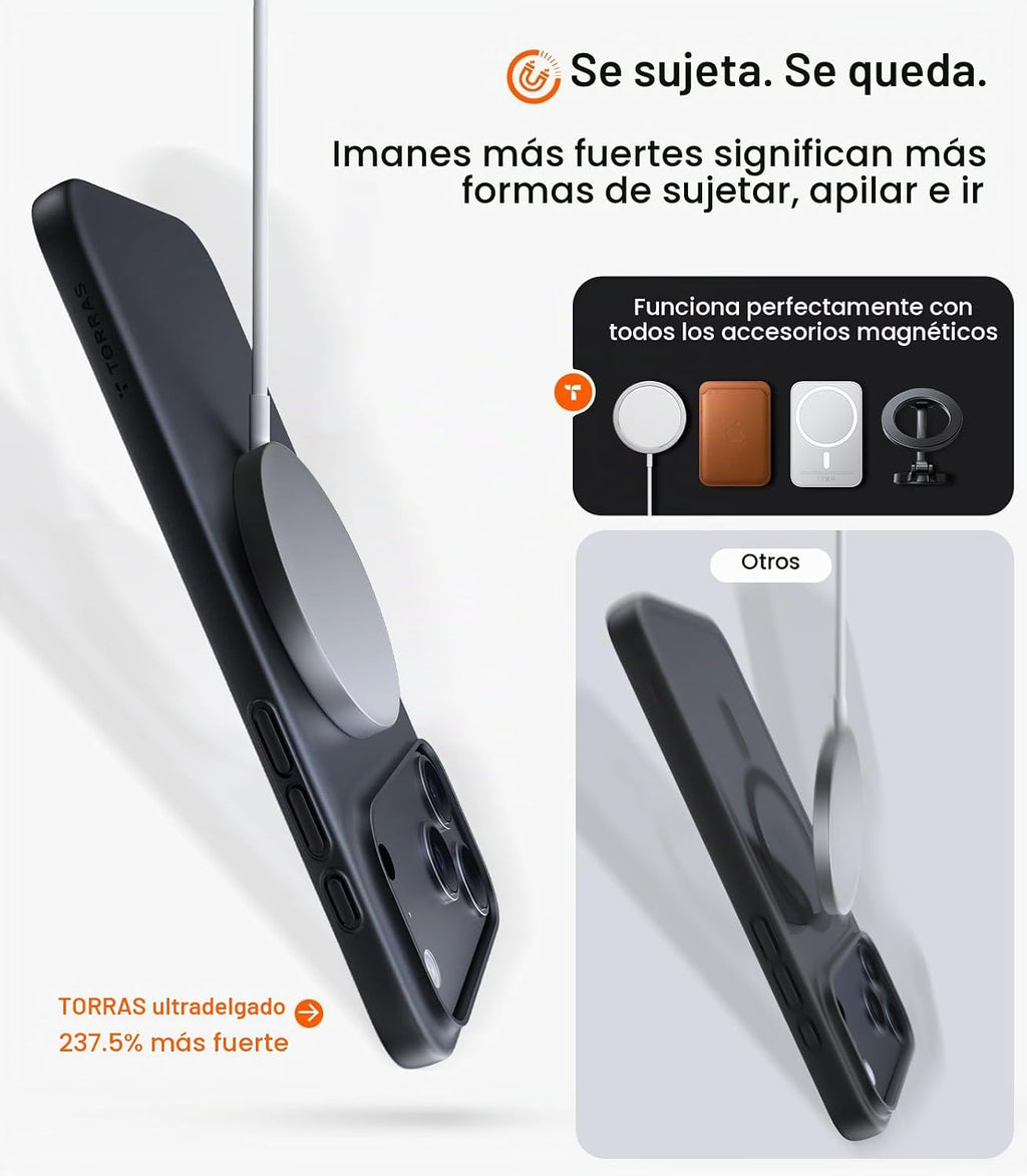 TORRAS Funda magnética delgada para iPhone 18 Pro de 6.3 pulgadas, mate